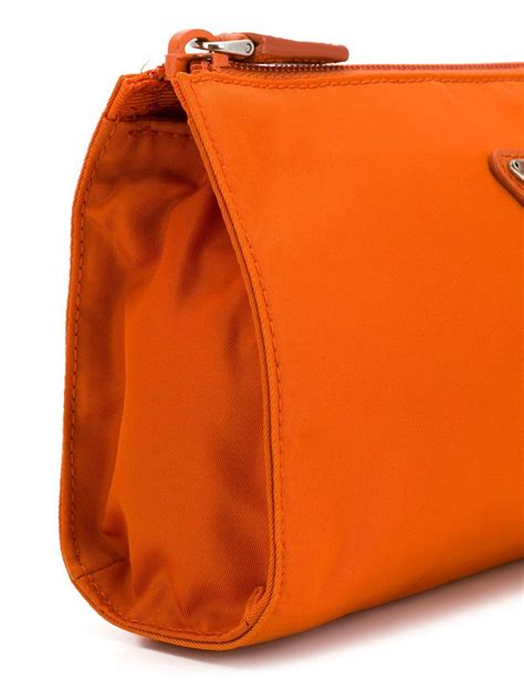 prada orange makeup bag